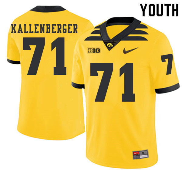 2019 Youth #71 Mark Kallenberger Iowa Hawkeyes College Football Alternate Jerseys Sale-Gold